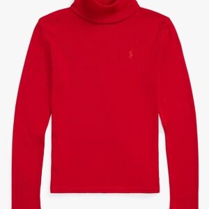 Girl’s Polo by Ralph Lauren Red Ribbed Cotton-Blend Turtleneck size XL